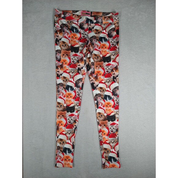 Tipsy Elves Leggings Small Kittens Cats Wearing Santa Hats Holiday Running - Picture 4 of 11